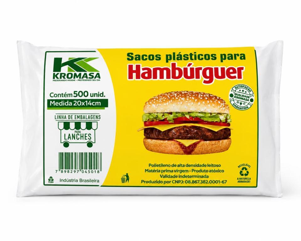 SACO 2x 500un 20X14 PARA HAMBURGUER KROMASA