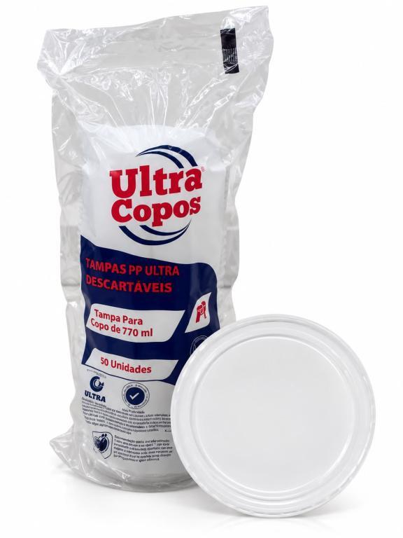 TAMPA 1x 50un 770ML TRANSPARENTE PP PARA COPOS ULTRA