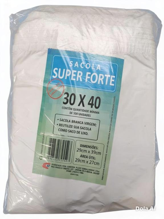 SACOLA 30x40 100un 340g CAMISETA BRANCA SUPER FORTE GUFE