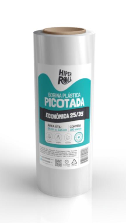 BOBINA 2x 300un 25X35  PLÁSTICA PICOTADA HIPERROL
