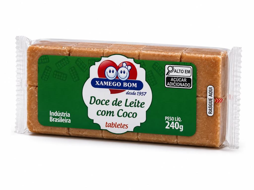 DOCE 1x 240g DE LEITE COM COCO EM BARRA XAMEGO BOM