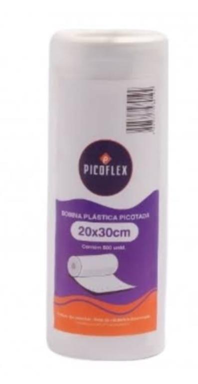 BOBINA 1x 350un 20X30 PLÁSTICA PICOTADA PREMIUM BAIXA DENSIDADE PICOFLEX