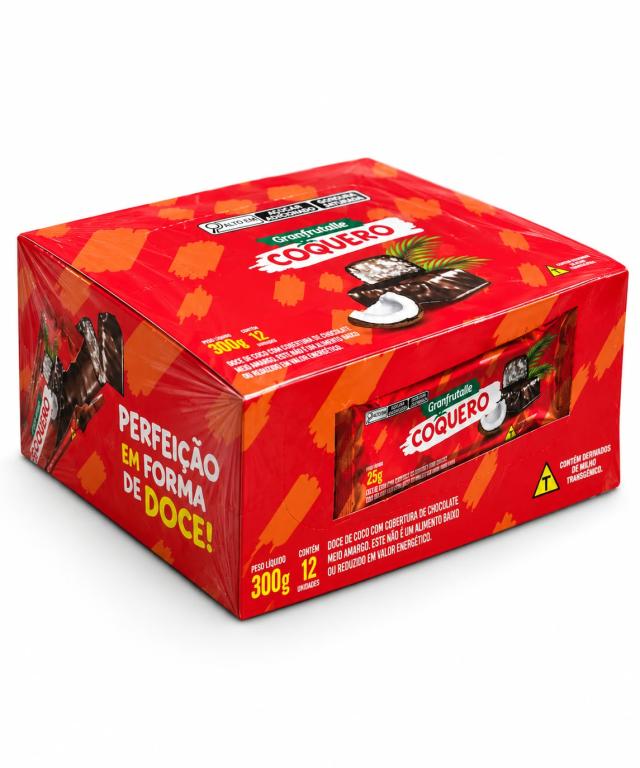 DOCE 12un 300g COQUEIRO GRANFRUTALLE DE COCO COM COBERTURA DE CHOCOLATE
