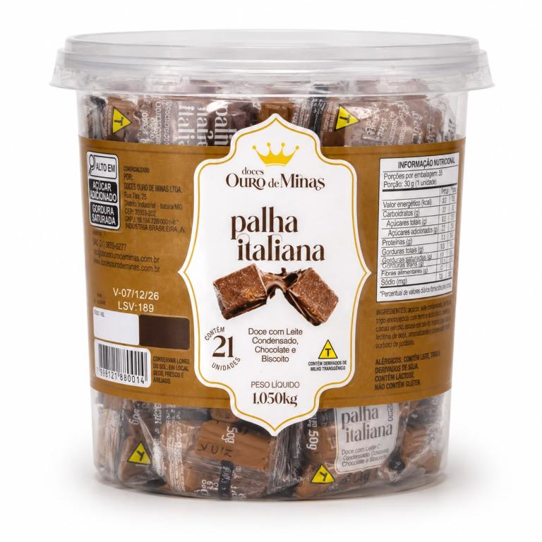 PALHA 1x 21un 1,05Kg ITALIANA COM DOCE DE LEITE E BISCOITO OURO DE MINAS