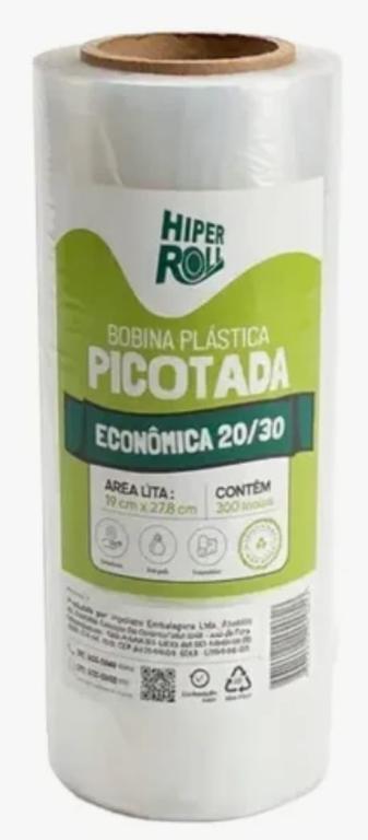 BOBINA 1x 300un 20X30 PLÁSTICA PICOTADA HIPPERROL