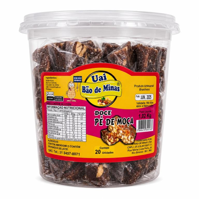 DOCE 1x 20un 1,02kg PÉ DE MOÇA BÃO DE MINAS