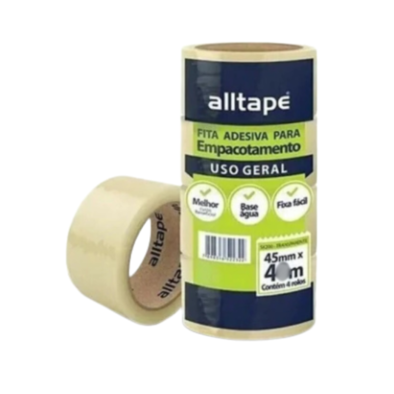 Fita Adesiva Transparente 48mm x 45m Embalagem com 4 Rolos Alltape