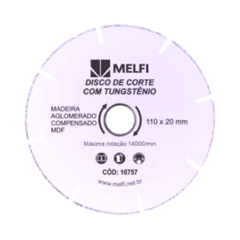 Disco de Corte Tungstênio 110 x 20 mm - Melfi