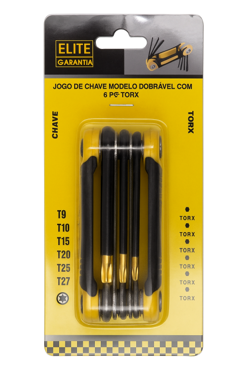 Jogo de Chaves Hexagonais Dobráveis 8 Peças Elite Superflex Medidas T9 a T40
