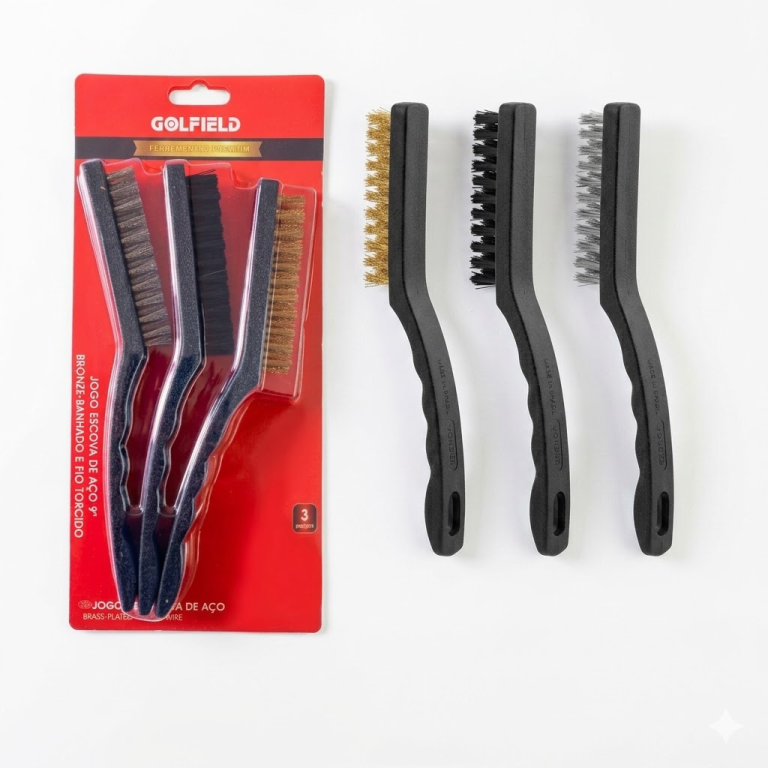 ESCOVA DE ACO 9" 215MM - 3PCS GOLFIELD