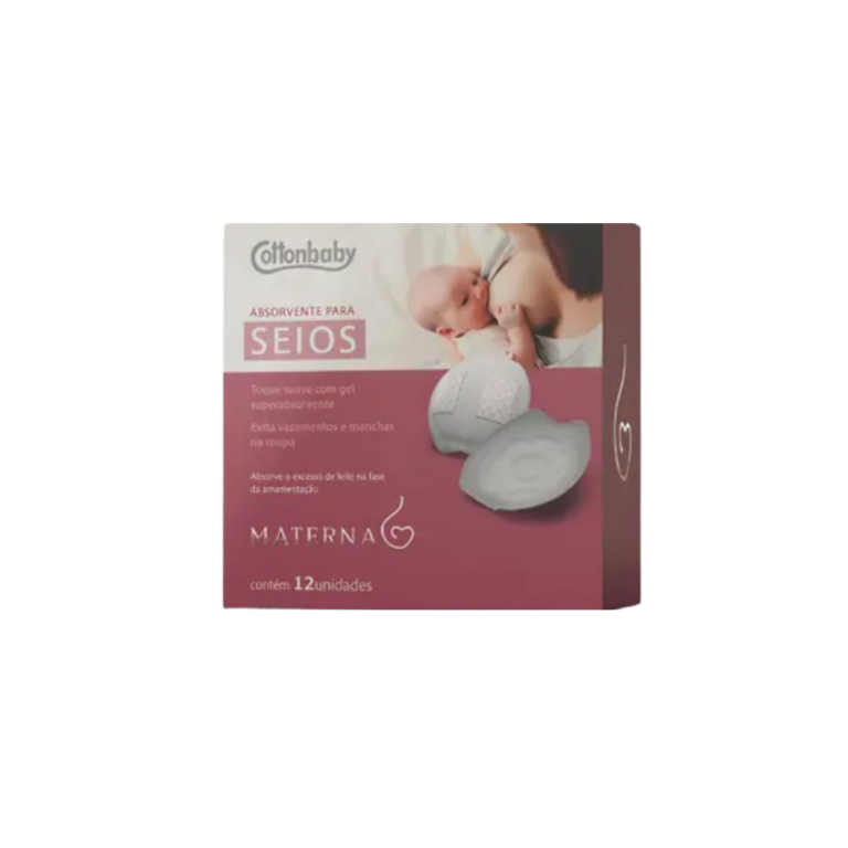 ABSORVENTE PARA SEIOS C/12 MATERNA COTTONBABY