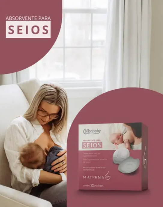 ABSORVENTE PARA SEIOS C/12 MATERNA COTTONBABY