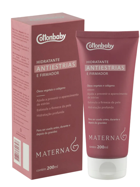 HIDRATANTE ANTIESTRIAS E FIRMADOR 200ML MATERNA COTTONBABY