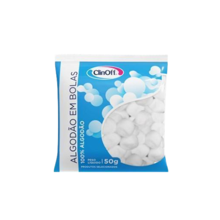 ALGODAO EM BOLAS 100% ALGODAO 50G CLINOFF