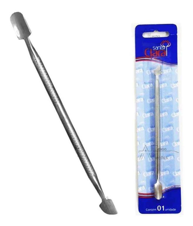 ESPATULA DUPLA INOX PARA CUTICULA SANTA CLARA