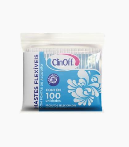 HASTES FLEXIVEIS COM PONTAS DE ALGODAO REFIL C/100UN CLINOFF
