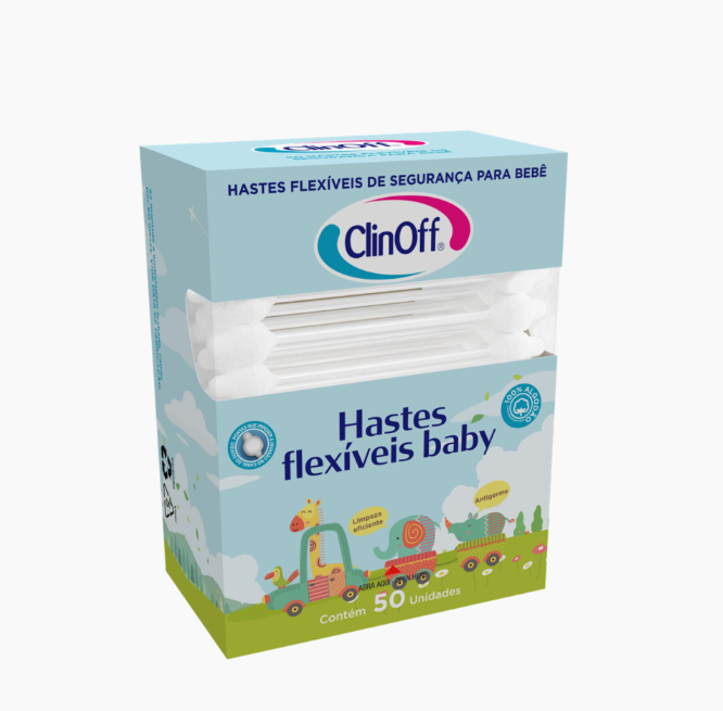 HASTES FLEXIVEIS COTONETES BABY C/50UN CLINOFF