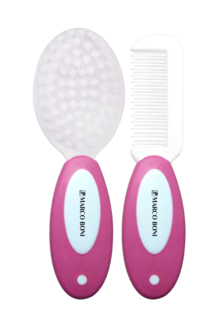 KIT BABY ESCOVA E PENTE ROSA REF 8695 MARCO BONI