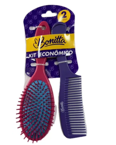 KIT ECONOMICO ESCOVA OVAL PENTE BONITTA