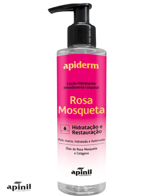 LOCAO HIDRANTE DESODORANTE CORPORAL ROSA MOSQUETA C/ VALVULA 180ML APINIL
