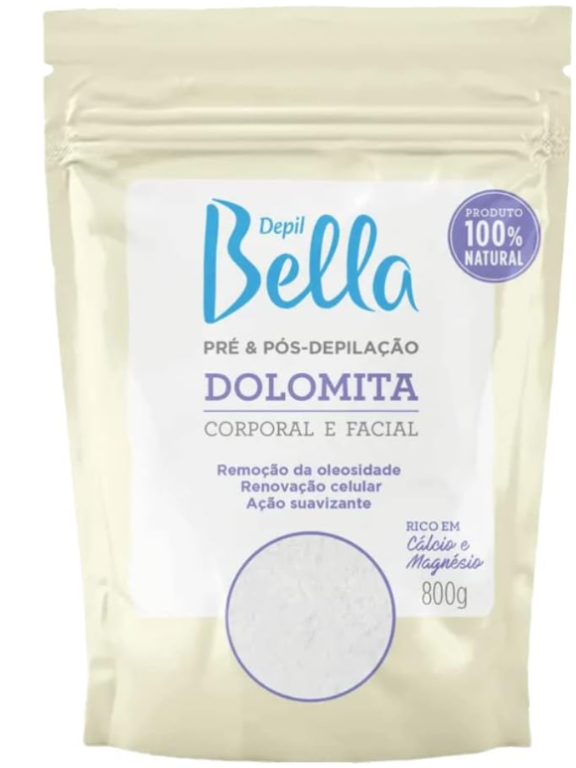 PRE E POS DEPILACAO DOLOMITA CORPORAL E FACIAL 800G DEPILL BELA