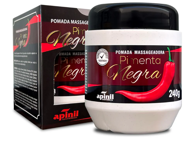 POMADA MASSAGEADORA PIMENTA NEGRA 240G APINIL