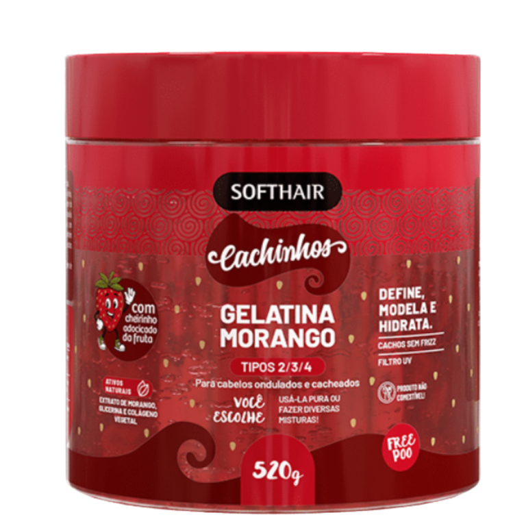 GELATINA MORANGO CACHINHOS SOFTHAIR 520G