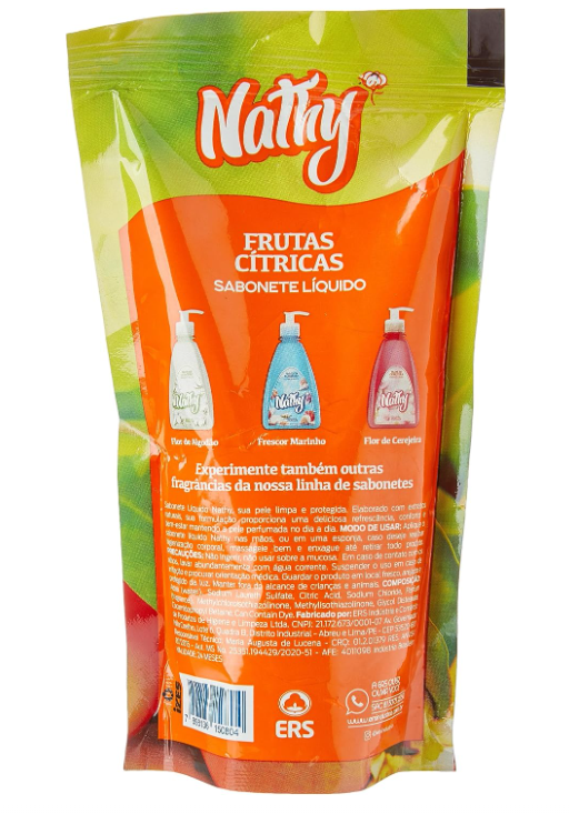 REFIL SABONETE LIQUIDO 400ML CX C/6UN FRUTAS CITRICAS NATHY
