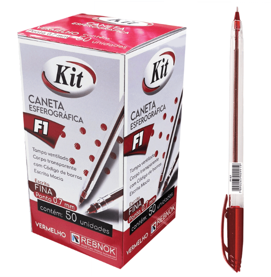 CANETA KIT F1 PONTA FINA 0 7 MM VERMELHA - KIT