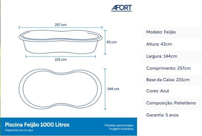 CAIXA FEIJAO/USO DOMESTICO 1000L S/ TAMPA  AFORT