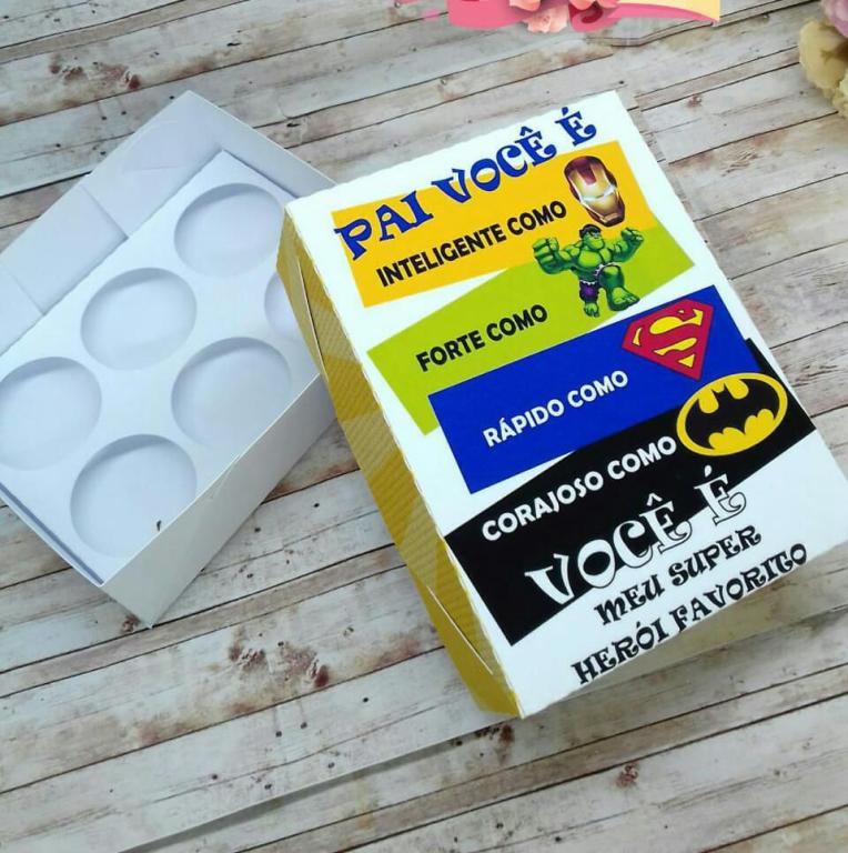 CAIXA P/6 BRIGADEIROS SUPER HEROIS DIA DOS PAIS