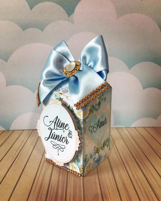 CAIXA MILK LUXO AZUL CASAMENTO