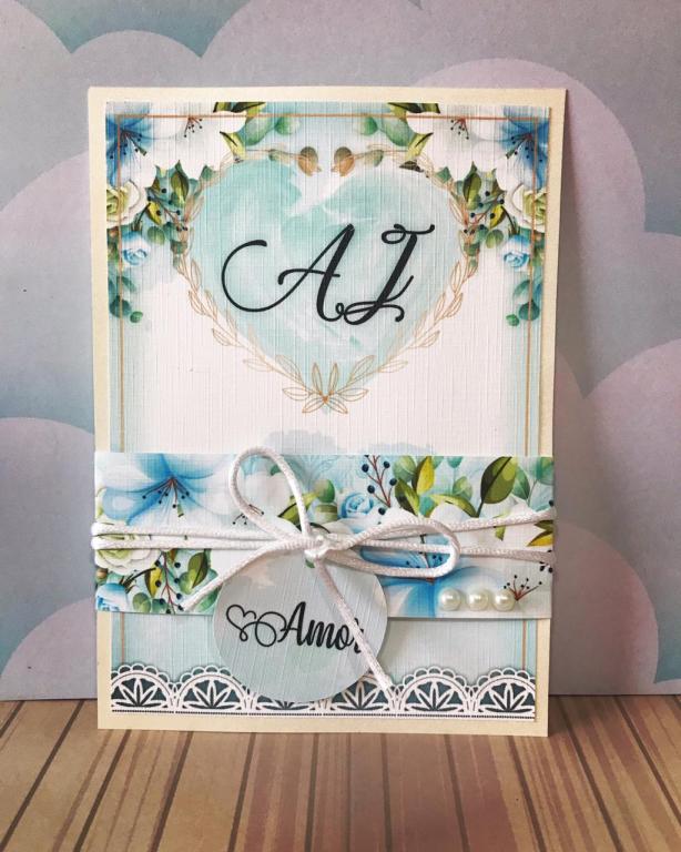 CONVITE LUXO AZUL CASAMENTO