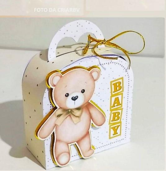 CX MALETA CHA DE BEBE NEUTRO URSINHO EM RELEVO