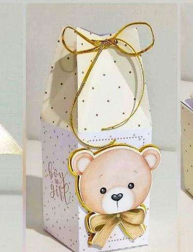 CX CUBO CHA DE BEBE NEUTRO URSINHO EM RELEVO