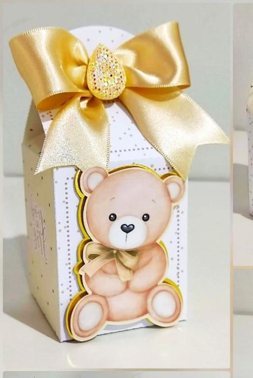 CXMILK CHA DE BEBE NEUTRO URSINHO EM RELEVO + laço