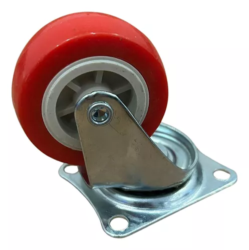 RODIZIO GIRATORIO BASE VERMELHO S/FREIO 1.1/2 POL 37MM 30KG