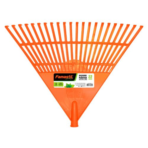VASSOURA PLASTICA 22D LARANJA C/ CABO RASTELO