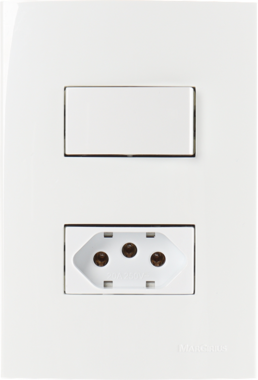 CONJUNTO INTERRUPTOR SIMPLES + TOMADA 20A - SLEEK