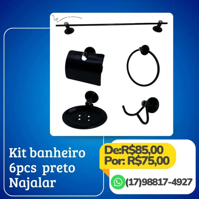 KIT BANHEIRO 6PÇS PRETO