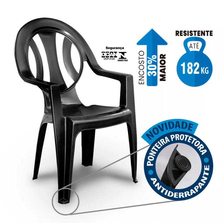 POLTRONA PLASTICA PRETA