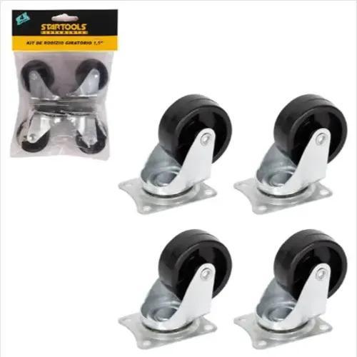 KIT RODIZIO MESA PRETO 4 UNID