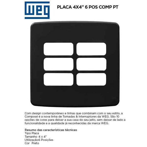PLACA 4X4 6 MODULOS PRETO COMPOSE