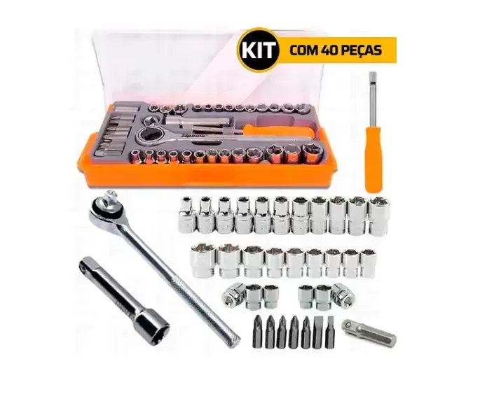 JOGO SOQUETE CHAVA CATRACA 40 PCS