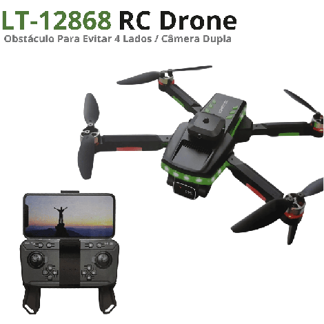 Drone com camera dupla + Controle com suporte para Celular
