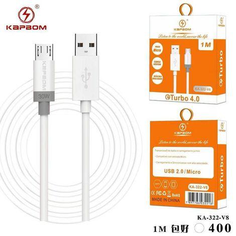 CABO USB MICRO-V8 TURBO 4.0A CELULAR 1M KAPBOM