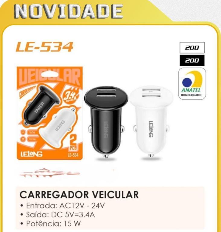 Carregador Automotivo Rápido Veicular De Carro 2 USB 3.1A