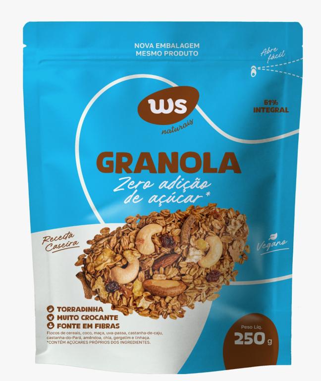 Granola Zero Açúcar WS NATURAIS Pacote 500g