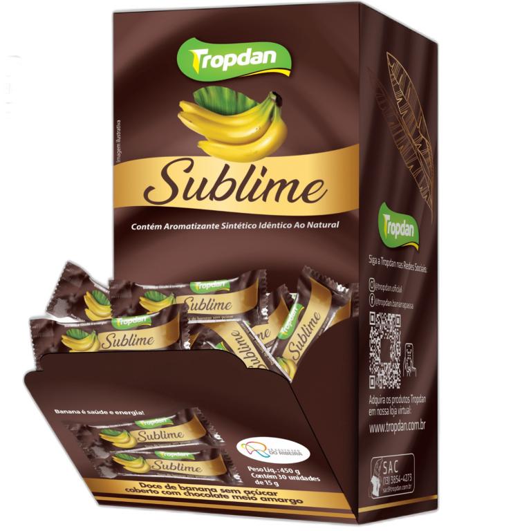 Bananinha Sublime C/ Chocolate Meio Amargo TROPDAN 15g (DISPLAY VEM 30)