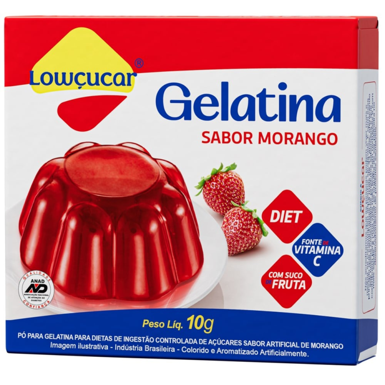 GELATINA LOWCUCAR SABOR MORANGO 10G (CX MASTER 36X10G)